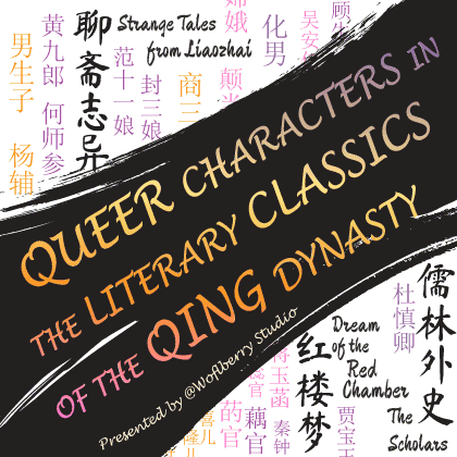 Rotating slide show. Slide 1: Queer Characters in the Literary Classics of the Qing Dynasty. Slide 2: Queer Representation in Liaozhai. Slide 3: FtM from Liaozhai , Slide 4: Qingwailei in Qingshi